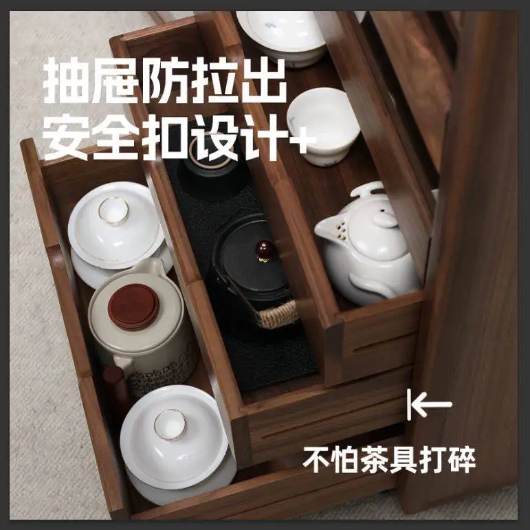 Storage Cabinet Cabinet Display Cabinet Solid Wood Wenwan Black Walnut Side