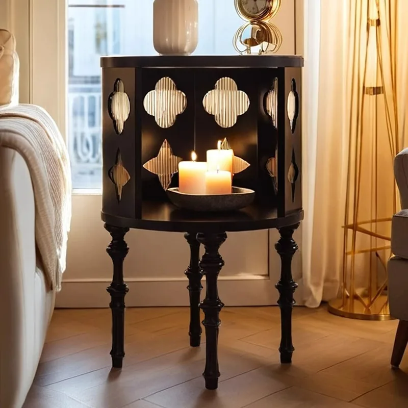 

Solid wood bedside table small household bedroom black modern simple narrow storage cabinet
