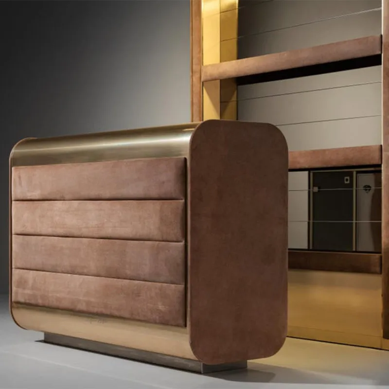 Italian light luxury high-end, wine cabinet bar counter combination design villa luxury home retro wall locker
