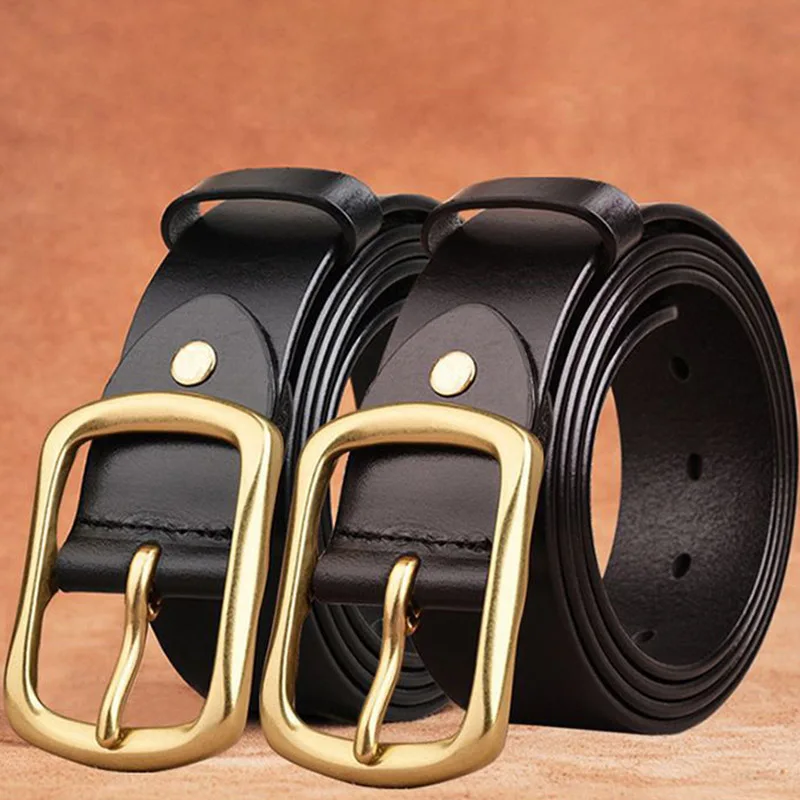 

2024 Autumn Winter Men's Belt Leather Retro Needle Buckle Design Cowhide Waistband Business Travel Lacquer Leather Pant Straps