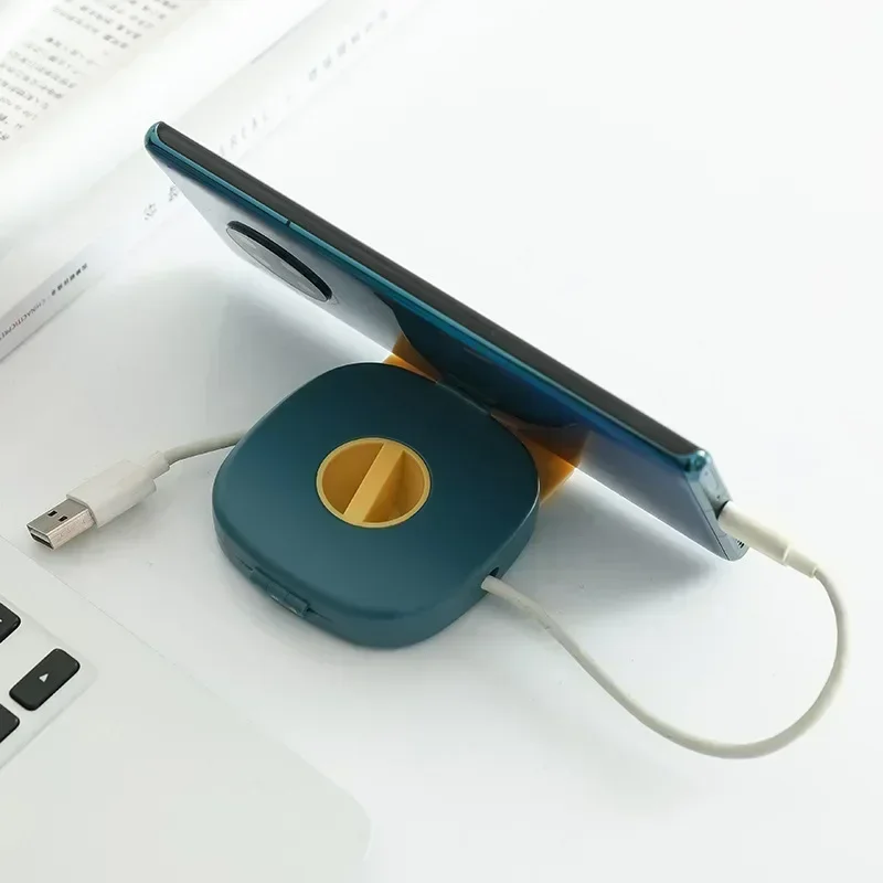 Portable Round USB Cable Winder Small Cable Organizer Rotating Data Cable Organizer Mobile Phone Mobile Charging Cable Winder