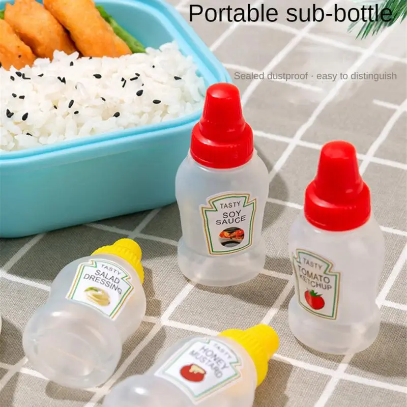 1-3pcs Mini Sauce Bottle Refillable Ketchup Honey Salad Containers Bottle Portable Sauce Jars Lunch Box Dressing Dispensers Box