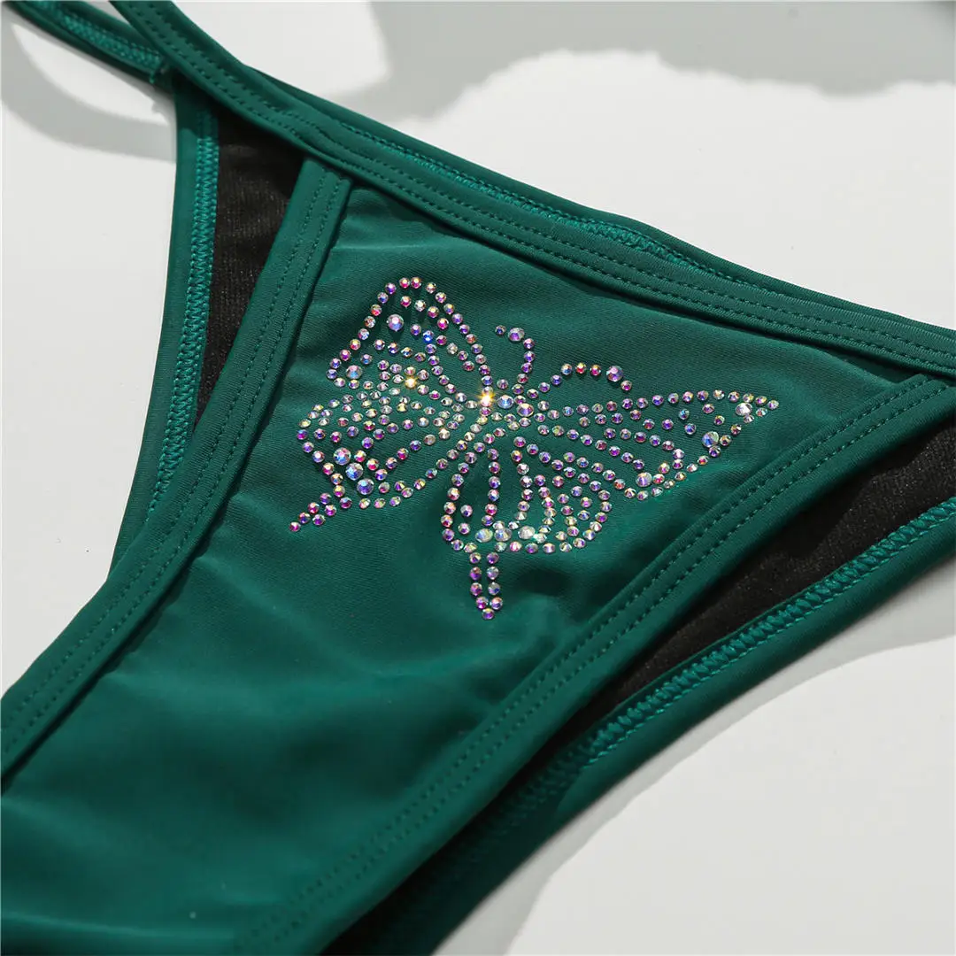 Bling Butterfly Strass-Bikini Damen-Badeanzug Zweiteiliges Bikini-Set Damen-Badeanzug Neckholder-Badeanzug Badebekleidung V2576 – Detail 40