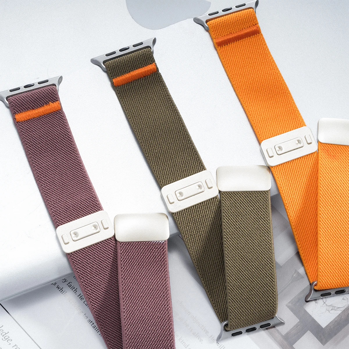 Magnetic Loop Strap for Apple Watch Ultra Band 49mm 45 44 46 42 41mm Nylon Elastic Stretchy Wristband for Series10 9 8 7 6