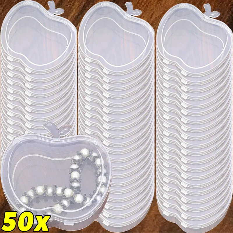 

Plastic Storage Boxes Transparent Apple-shaped Boxes with Cover Craft Bead Jewelry Organizer Mmultifunctional Packaging Boxes
