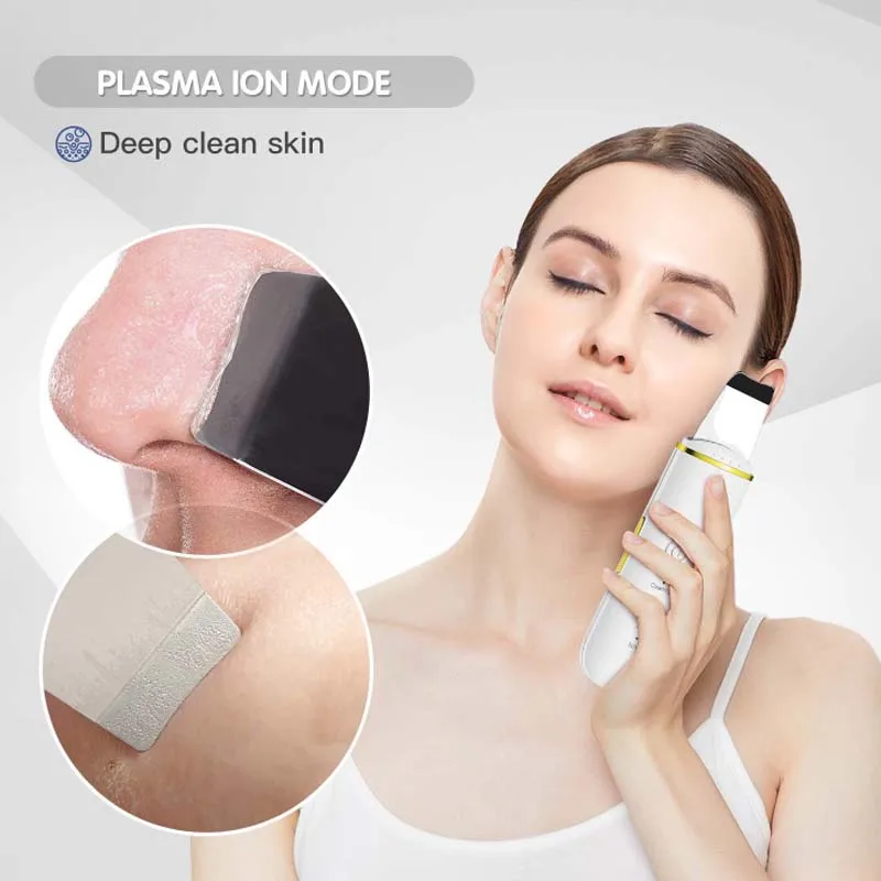 بالموجات فوق الصوتية الجلد الغسيل الاهتزاز الوجه ملعقة مزيل الرؤوس السوداء مجرفة نظيفة التجويف تقشير الوجه رفع العناية بالبشرة