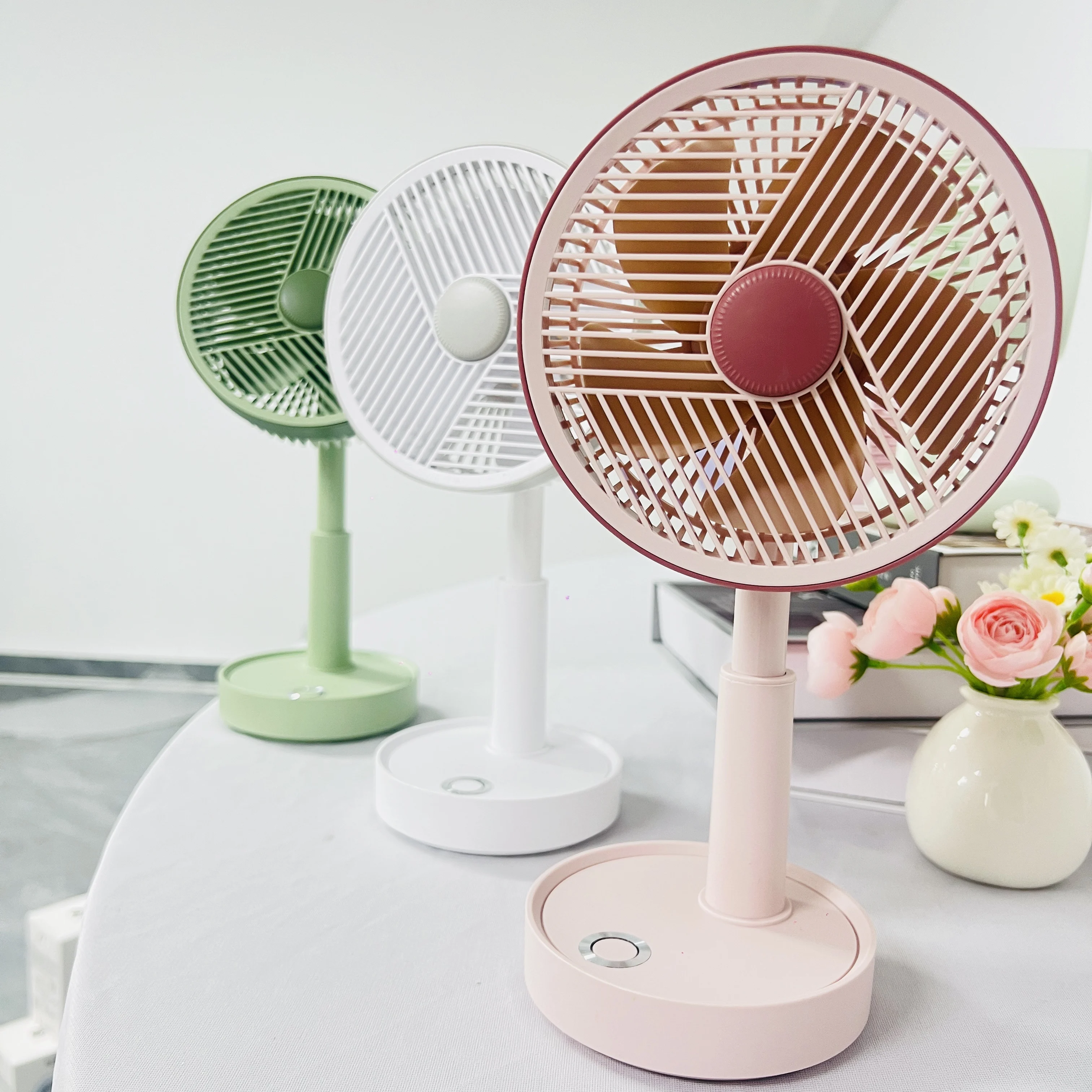 مروحة طاولة YS-2542-USB - 3 أوضاع للرياح، قابلة للتعديل، زر واحد، إضاءة ليلية، قابلة للتمديد، مثالية للطلاب