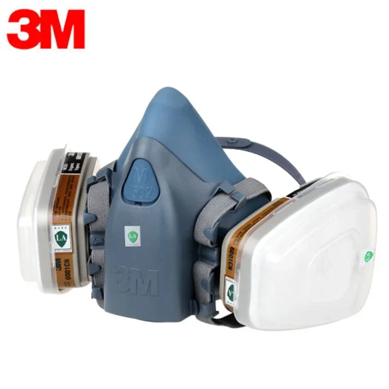 3M 7502 Respirator Mask 15 in 1 Suit Industry Painting Spray Dust Gas Mask With 3M 501 5N11 6001CN Chemcial Half face Mask