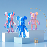 DIY Fluid Bear Sculpture Handmade White Blank Mold Doll Toy  Violent Bear Bearbrick Graffiti Painting Ornaments Gift Home Decor