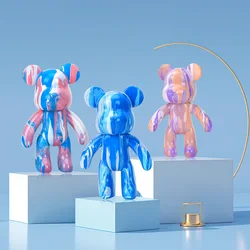 DIY Fluid Bear Sculpture Handmade White Blank Mold Doll Toy Violent Bear Bearbrick Graffiti Painting Ornaments Gift Home Decor
