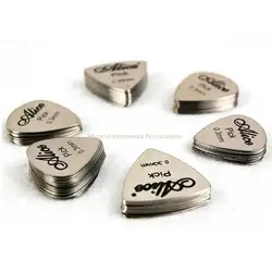 5 Piece Pack Alice Metal Guitar Pick 0.3mm Thin And Durable Silver Professional Bass Guitar Pick Stainless Steel Drop-Shaped