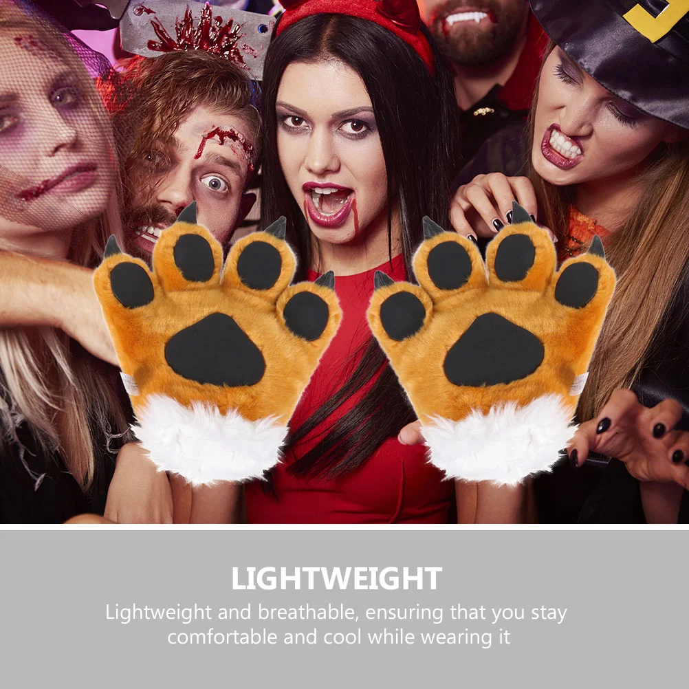 Simulierte Tigerpfote Stirnband Winter Fäustlinge Warme Handschuhe Jungen Halloween Kostüm Prop Palm Tier Klaue Party