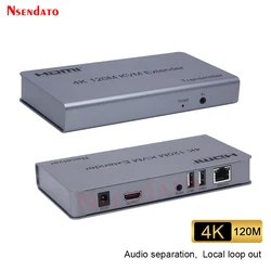 Extender HDMI RJ45 4K 120m KVM HDMI Extender With USB KVM Audio HDMI over Cat6 HDMI KVM Ethernet Extender For USB Mouse Keyboard