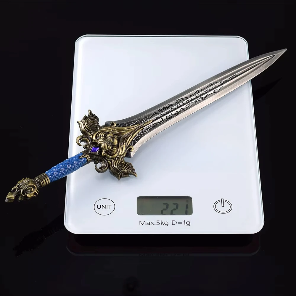 30cm gra World Of Warcraft urządzenia peryferyjne Llane Wrynn głowa lwa miecz wszystkie rzemiosło metalowe Frostmourne broń Model prezenty ozdoby