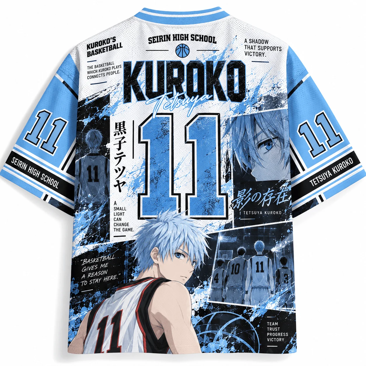 Kuroko's Basketball Anime Theme Mesh V-neck Jersey Unisex Anime Character Poster Illustration, Classic Japanese