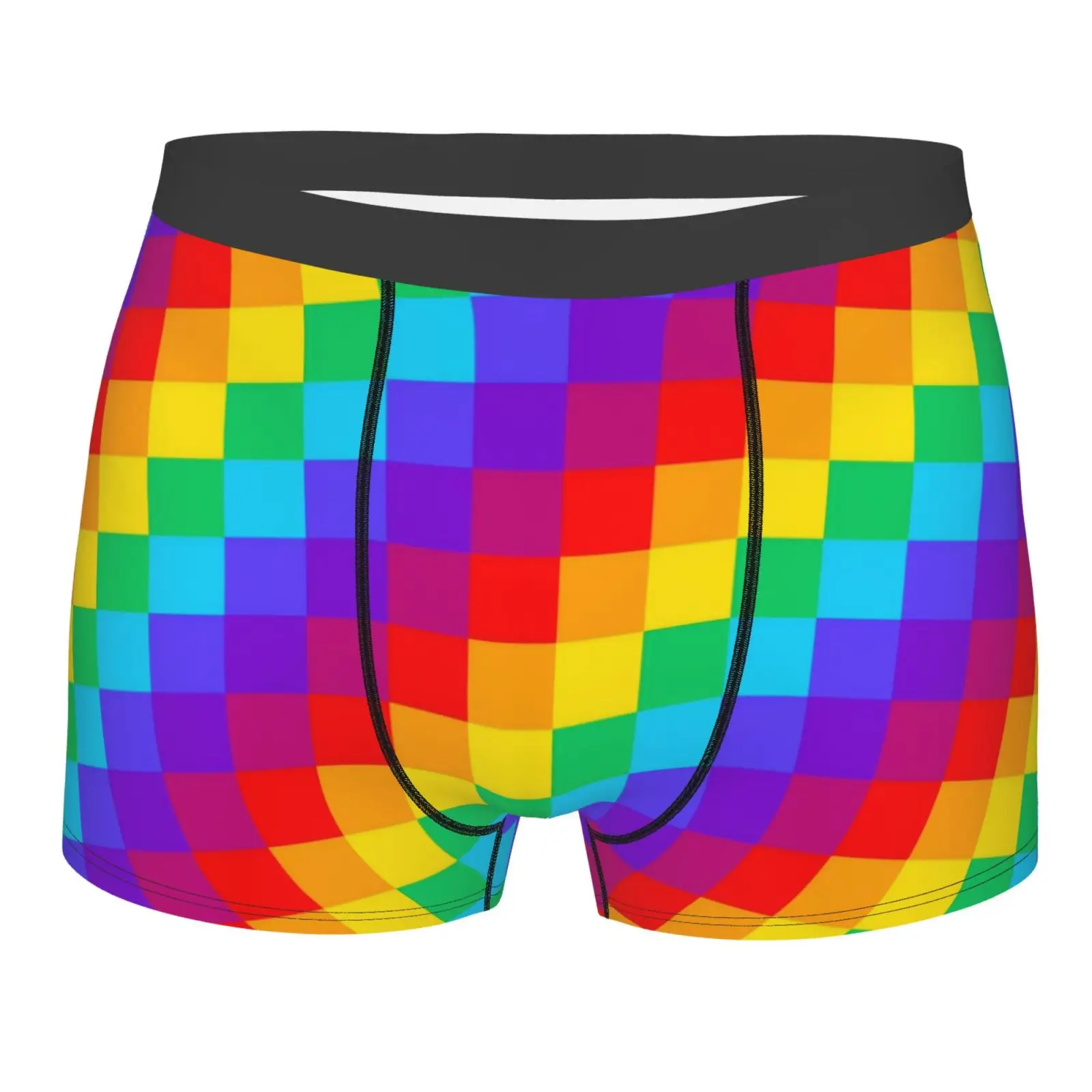 Color Race Checkered Flag Pattern Men Underwear Boxers Men Novelty Underpant Breathable Printed Male Underpants Man Boxer Briefs