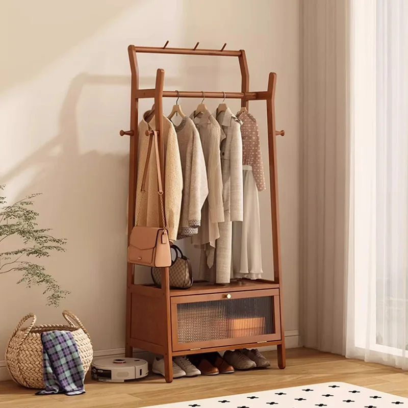 Standing Wooden Design Coat Rack Multi Purpose Clothes Hanging Coat Rack Nordic Style Shelf Perchero De Ropa Cabinet Furniture