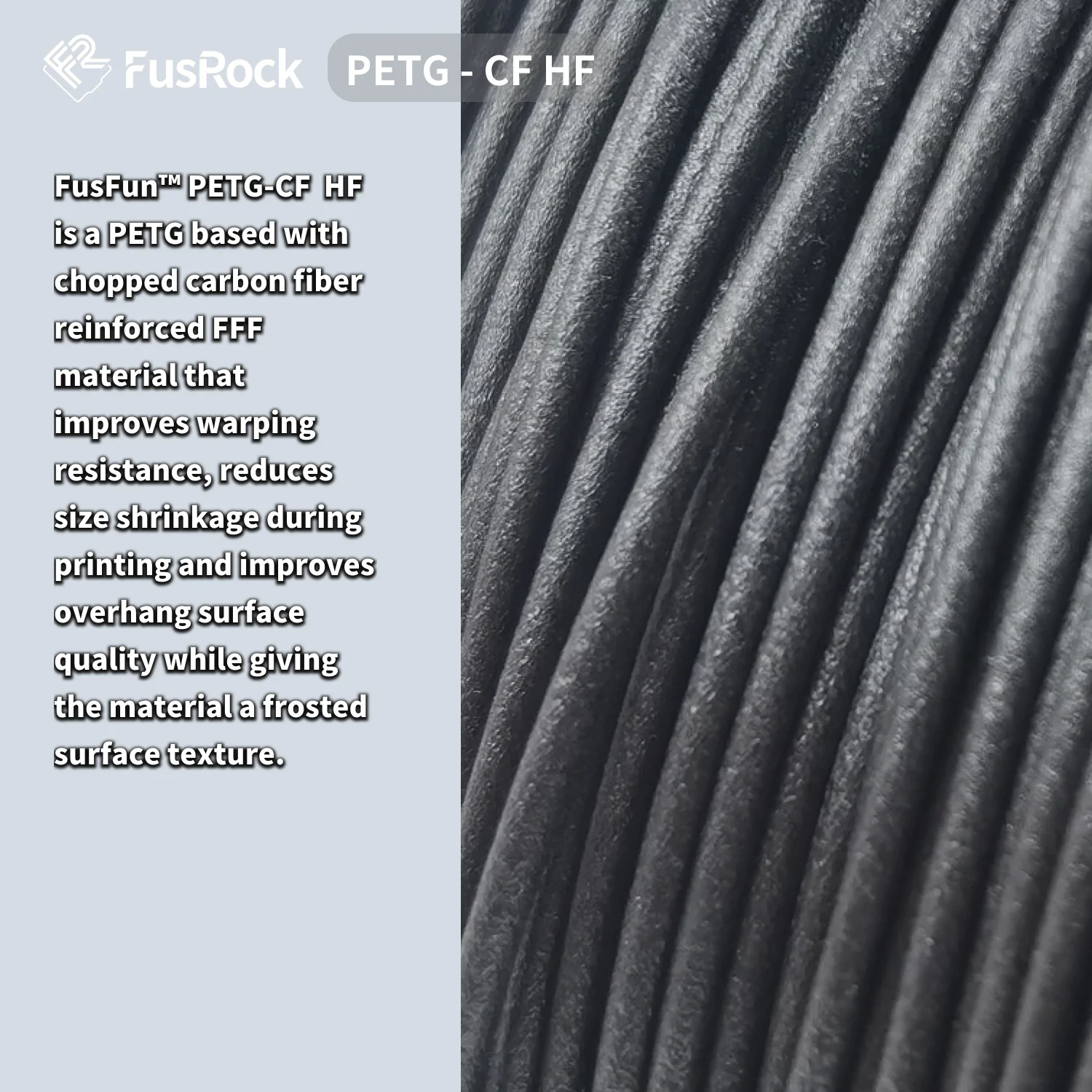 Imagem -02 - Ffusrock-filamento de Fibra de Carbono para Impressora 3d Petg cf hf Filamento Boa Eficiência Alta Resistência Resistência ao Impacto 175 mm 1kg