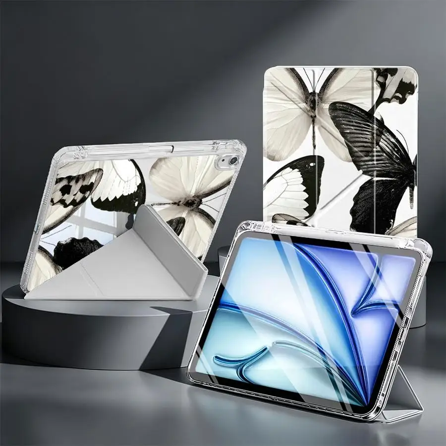 Tablet Case For iPad 10th Gen Mini 7 6 5 12th Air 8 M2 M3 3 11th Pro 13 2025 2026 9th With Pen Slot Cover Creative Butterfly Art