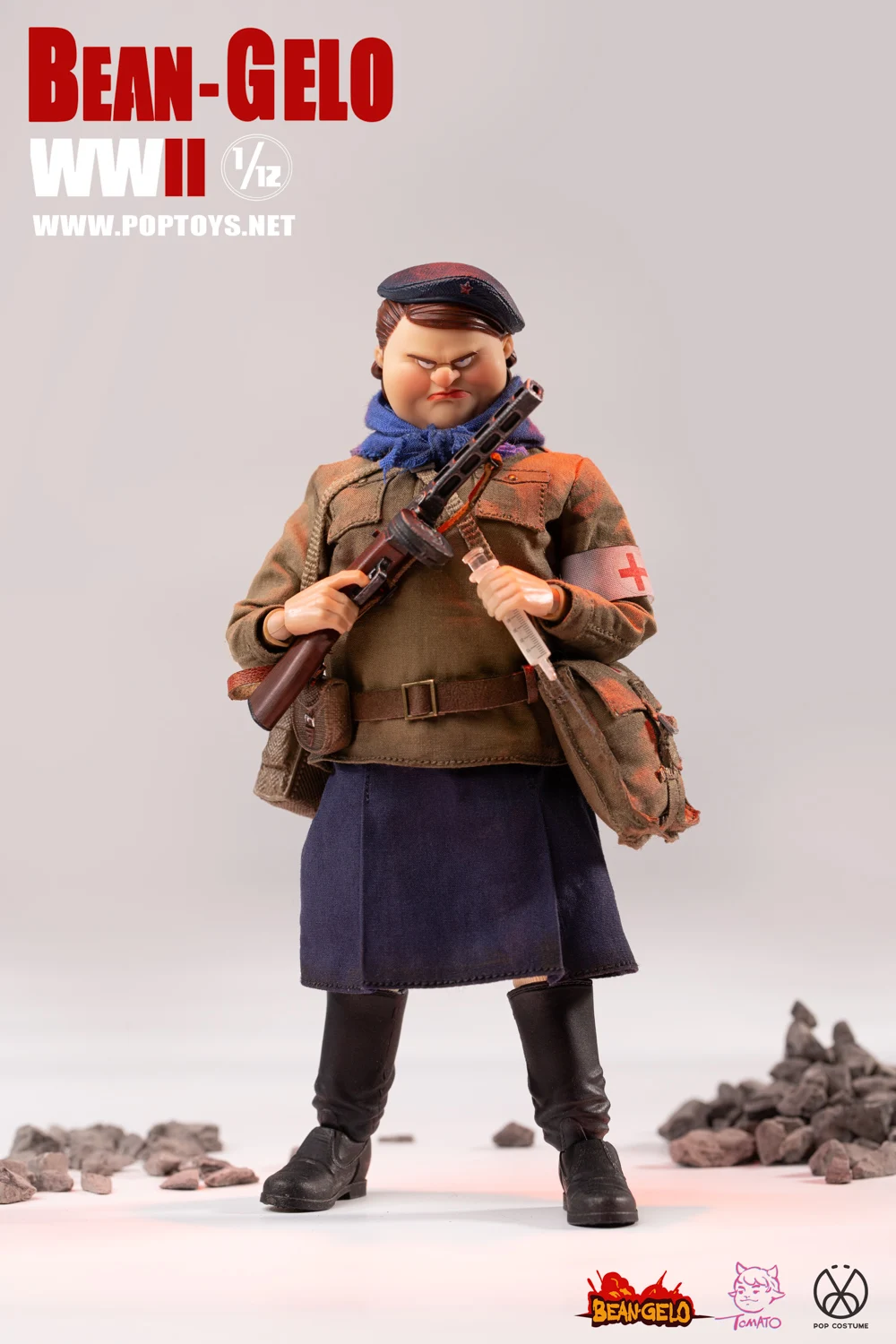 1/12 POPTOYS BGS021 WWII Big Head Bean-Gelo Series Fatter Sister Army Soldier Full Set Moveable Action Figure Gift For Fans DIY