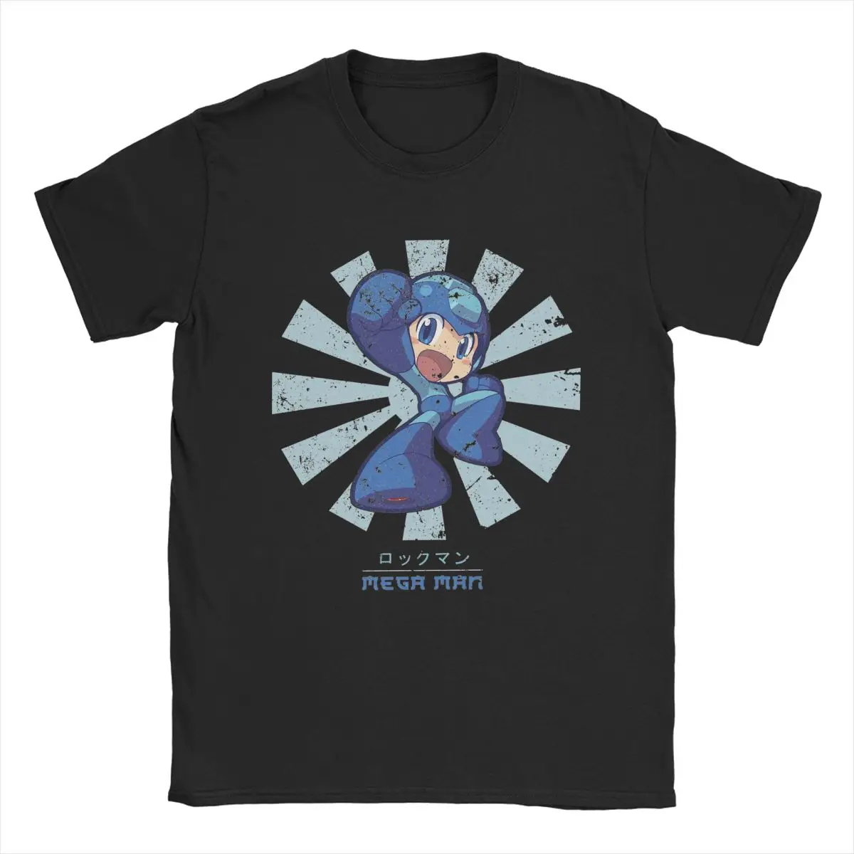 Unique Megaman Retro Japanese T-Shirts Men Round Collar Cotton T Shirt Short Sleeve Tee Shirt Gift Idea Clothes