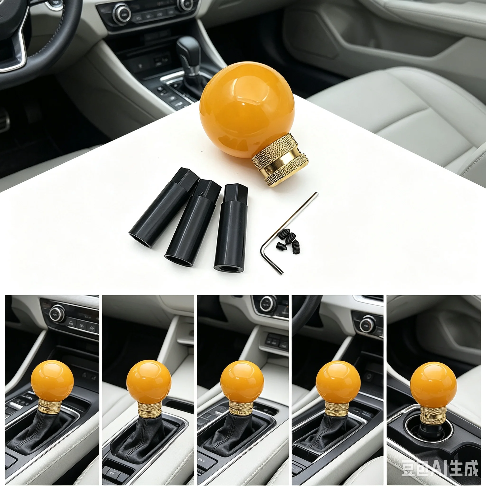 

Universal Car Yellow Resin Auto Truck Gear Shift Knob Shifter Lever Manual Automatic Transmission Fit For Honda Toyota Nissan