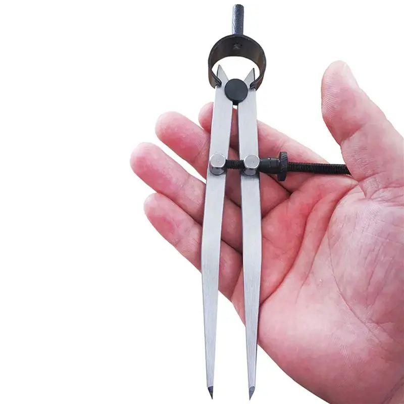 ABRI-3Pcs 6 Inch Adjustable Lockable Steel Divider Wing Leather Compass