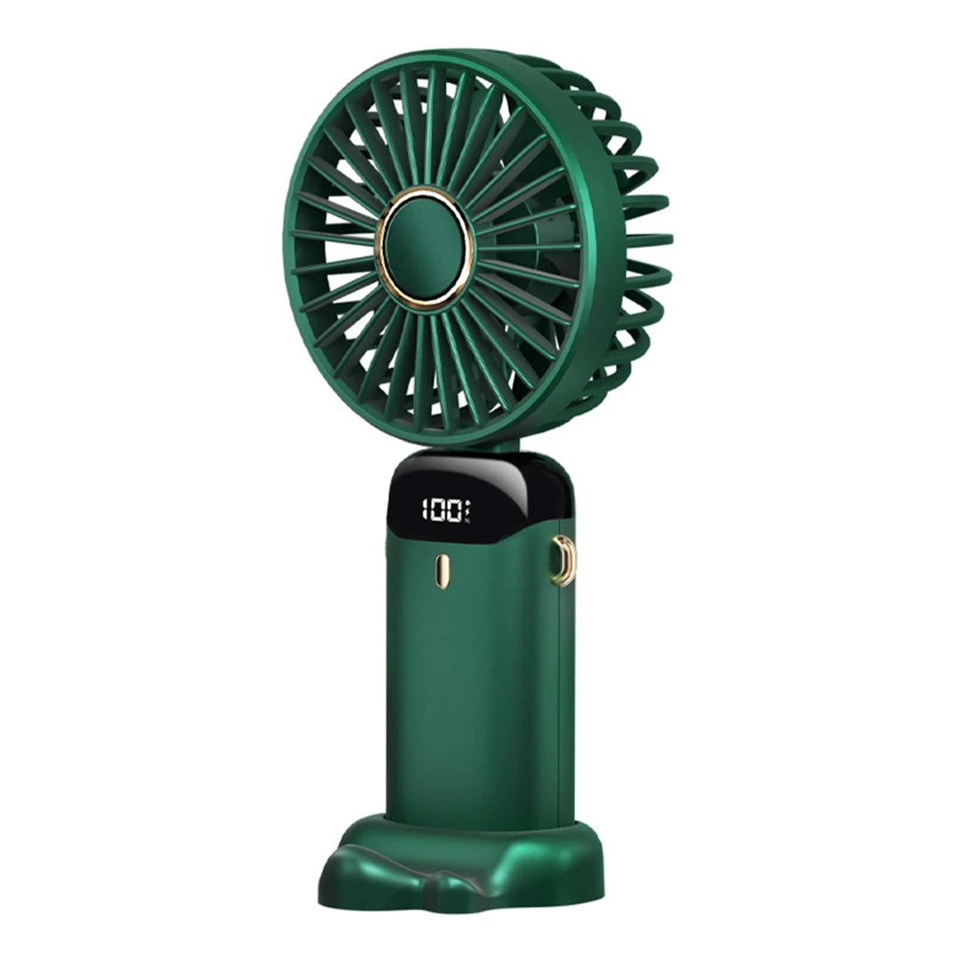 

Portable Hand-Held Fan Office Desktop Multifunctional Folding Double-Headed Small Electric Fan with a Neck Green