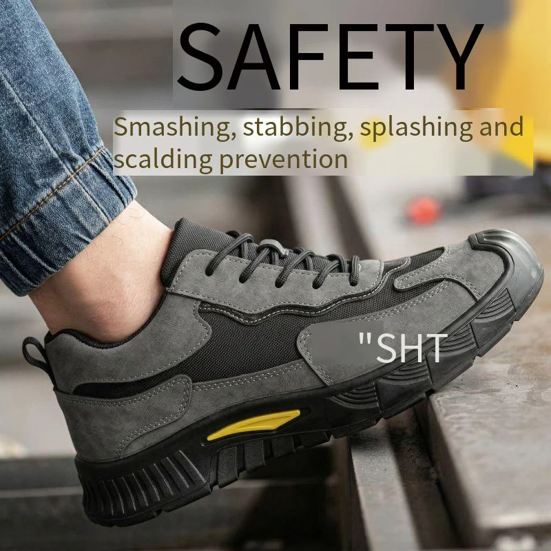 Men's Safety Shoes For All Seasons Odor-resistant Steel Toe Protection Anti-smashing Anti-puncture Dirt-resistant Work Safety