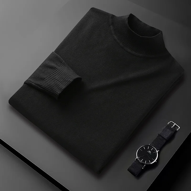 Men's New Half Turtleneck Sweater Men's Autumn and Winter Warm Korean Trend Knit Sweater