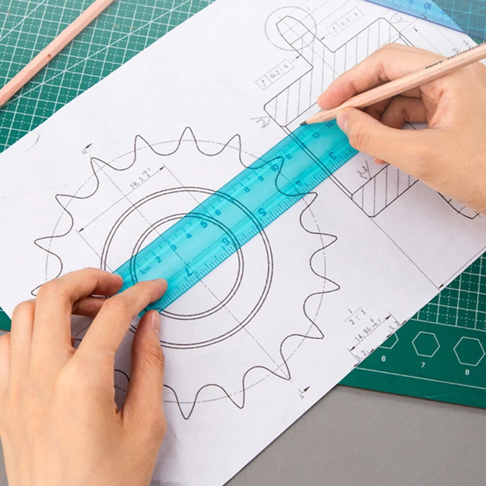 32pcs Colored Plastic Ruler Aesthetic Measuring Drawing Scale Ruler 12 Inch 30Cm Metric With Centimeter Millimeter Inch Scales