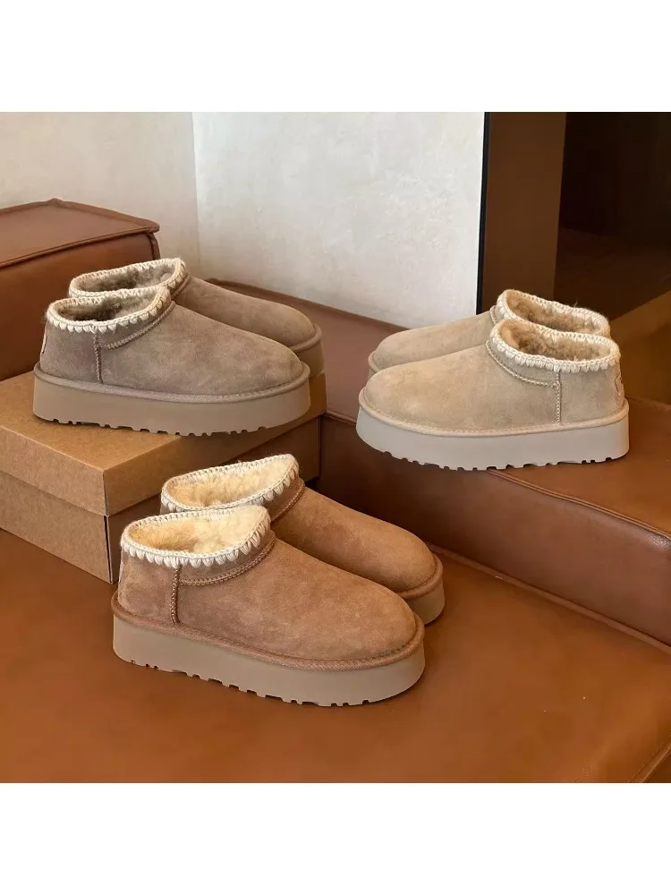 

Женские зимние ботинки Thiened из натуральной кожи с подкладкой Fce, шерстяные сапоги из овчины с мехом, интегрированные Thi Bot Northeast Cott...