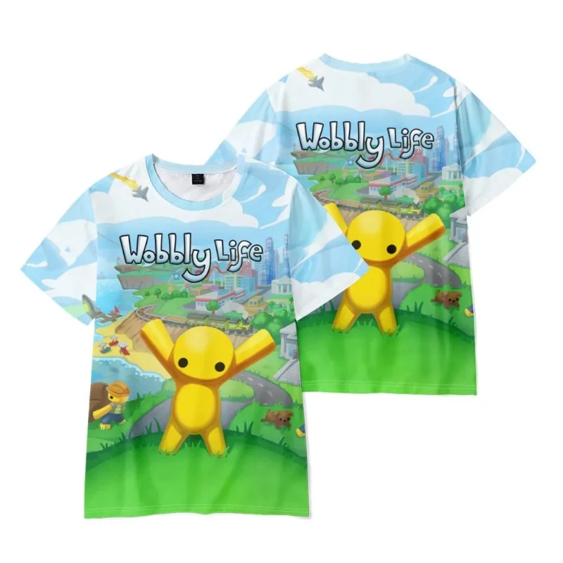 

Wobbly Lifes T-shirt with Printed Round Neck Short Sleeved Shirt, Suitable for Child Clothing Boys Girls Men's Daily Necessities