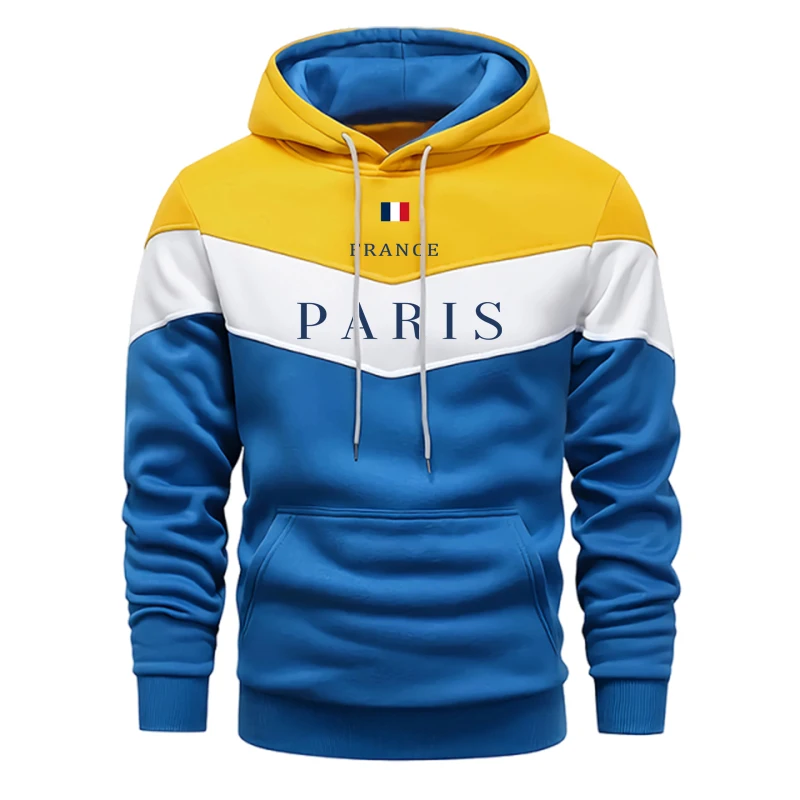 2025 New Arrival Mens Tricolor Stripe Hoodie Fashion Paris Printed Hooded Sweatshirts Male Autumn Winter Longsleeved Pullover