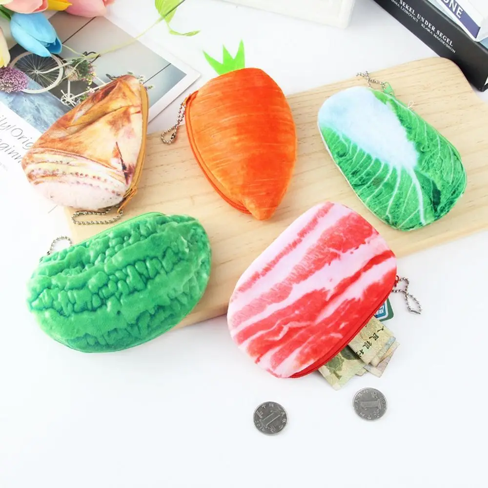 

Plush Meat Storage Bags Carrot Lipstick Bags Men Money Bag Women Purse Wallets Korean Card Holder Simulated Foods Coin Purse