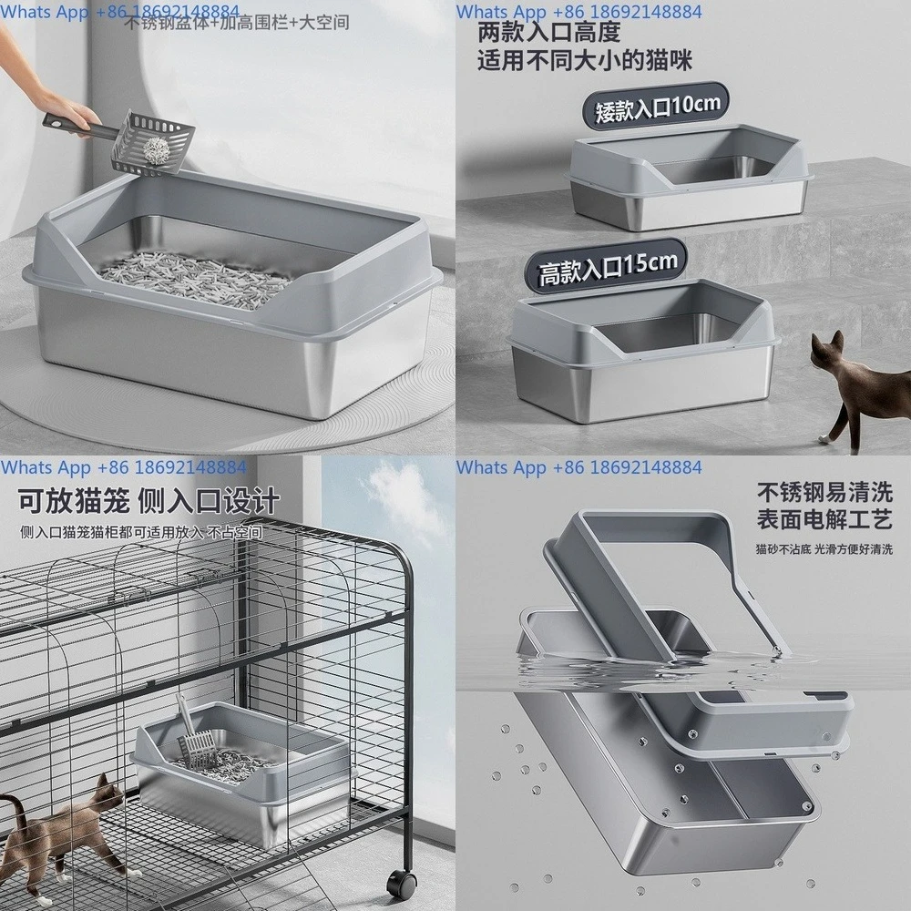 

Large Stainless Steel Litter Box for Cats Easy to Clean No Spill Design Suitable for Kittens and Adult Cats Durable and Spacious