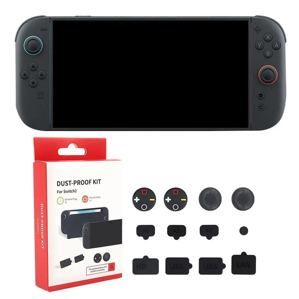 

12 in 1 Dust Proof Kit Dust Prevention Cover pack Soft Rubber Plug Set 3D Rocker Antislip caps for Nintendo Switch 2 (2025) NS 2