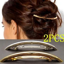 2 Pcs/set Fashion Ladies Hairpins Gold-plated/silver-plated Pure Arc Tube Hairpins Hairpins Girl Metal Hair Accessories