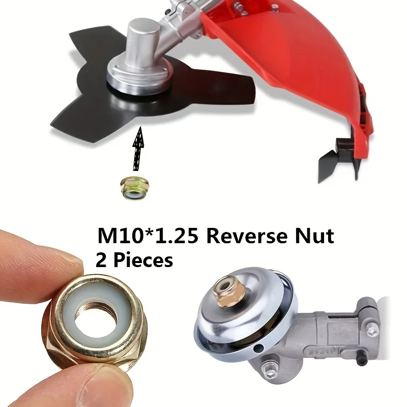 2 Pieces Set Universal M10x1.25 Reverse Lock Nut for Brush Cutter