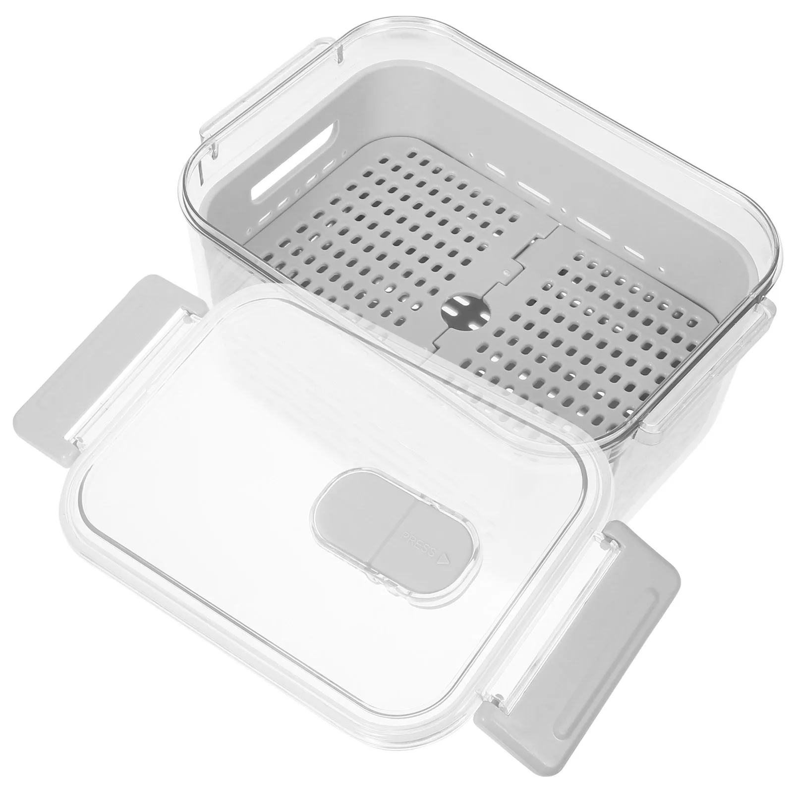 

Drain Basket Vegetable Storage Container Detachable Mesh Lid Pp Material Fridge Organizer Produce Saver Box Stackable