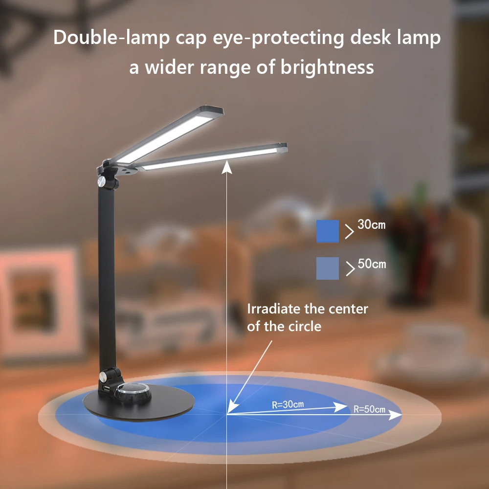 

Touch Dimming RA95 56 Desk Lamp Durable 10W LED Charging Study Bedroom Bedside Work and Study Eye Care Dual Lamp Reading