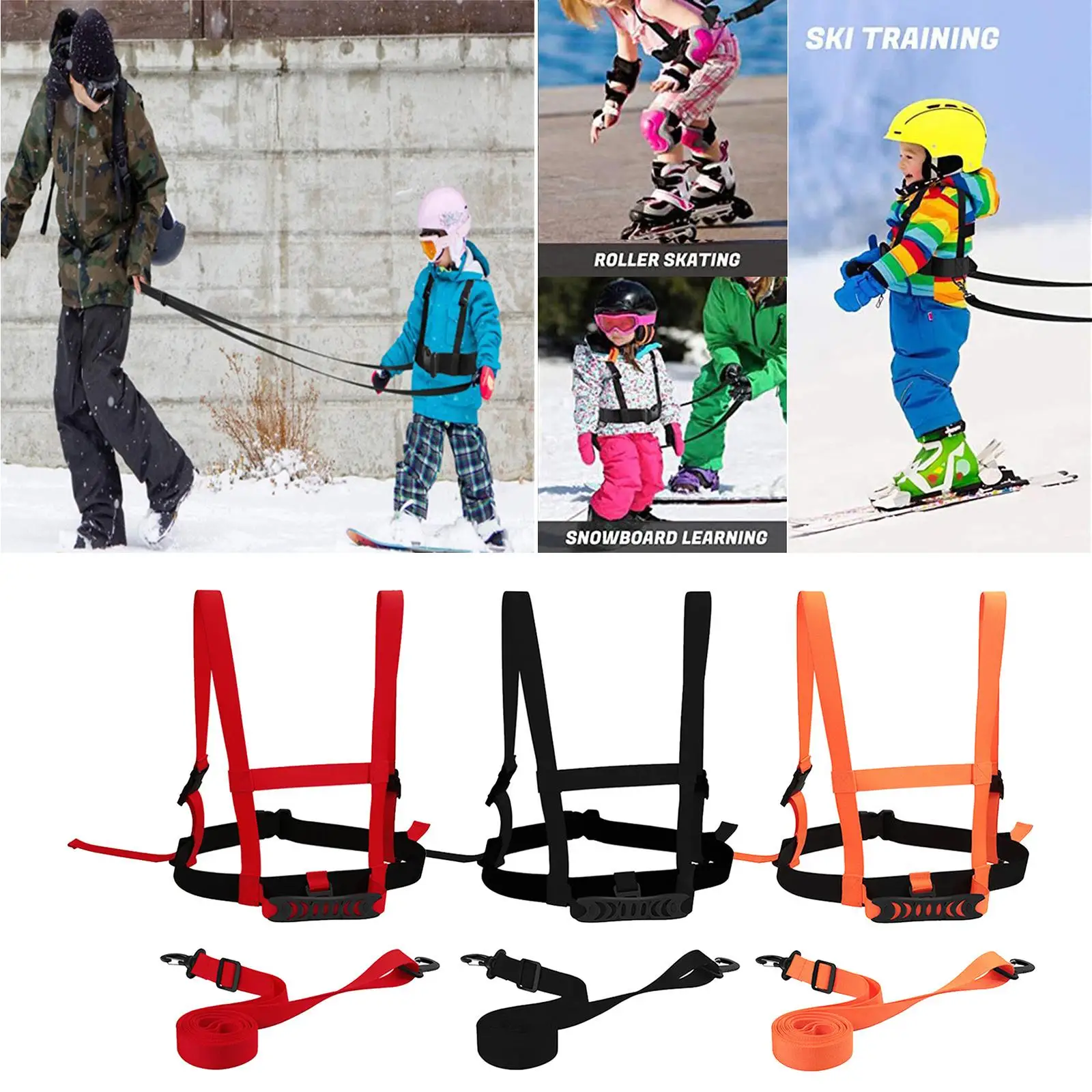 

Kids Ski Training Belt Anti-Falling Chest Strap Skiing Safety Traction Harness Rope with Nylon Webbing Buckles