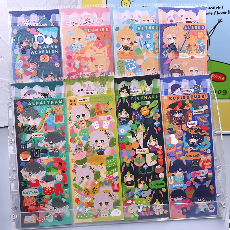 Genshin Impact Journal Stickers Wanderer Aether Lumine Dottore Zhongli Multiple Styles DIY Scrapbooking Student Stationery Gift