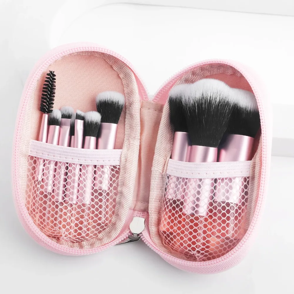 Soft and Fluffy Makeup Brush Set of 10 Pieces Mini with Multifunctional Makeup Brush Bag Can Be Used At Home or On The Go