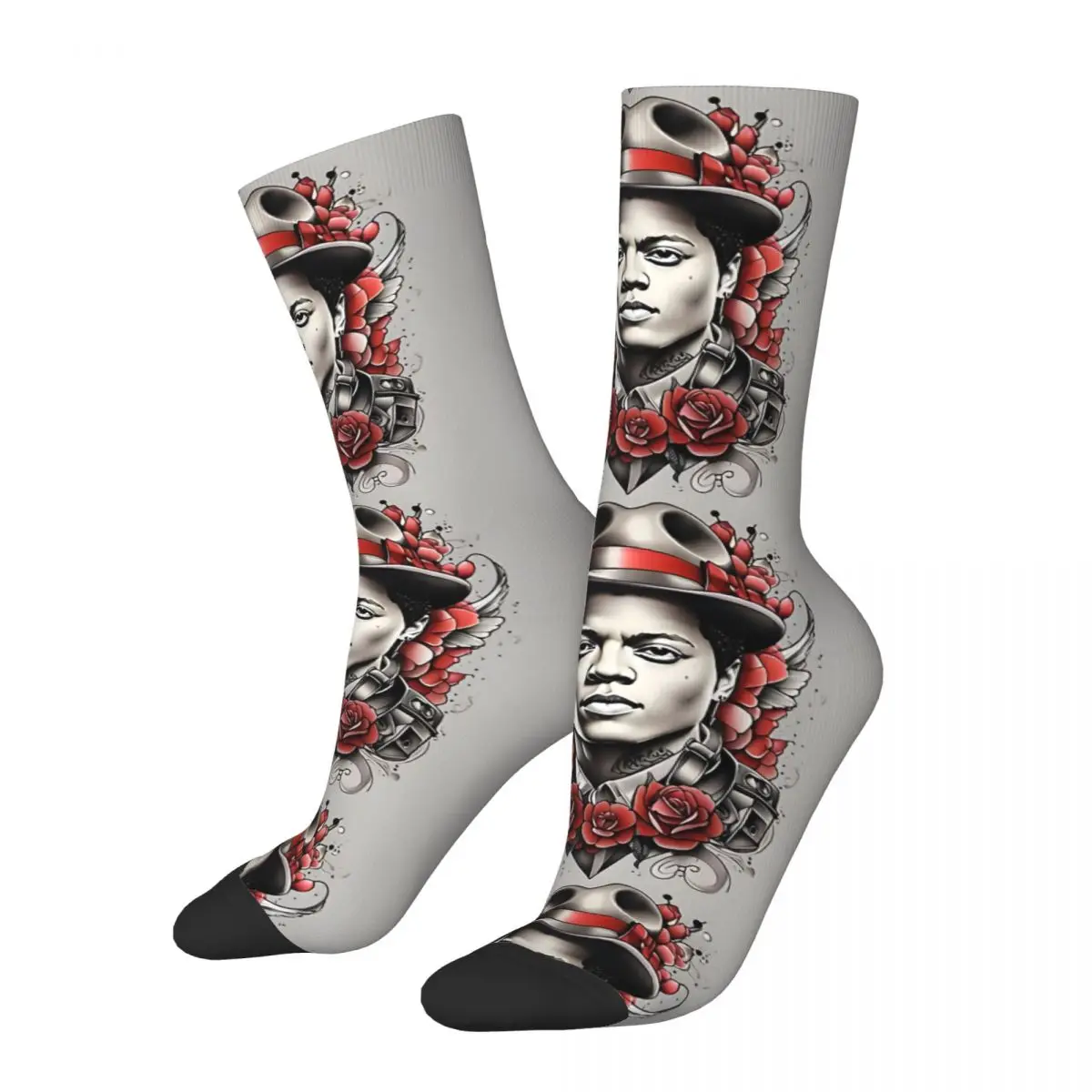 Funny Crazy Inked Harmony Sock for Men Hip Hop Vintage Bruno Mars Happy Quality Pattern Printed Boys Crew Sock Novelty Gift