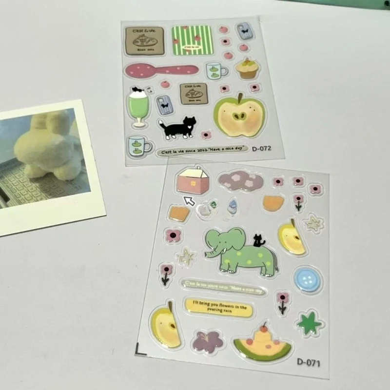 

Новые стикеры-желе с котиками и зелеными яблоками Kawaii 2026 года: самоклеящиеся наклейки для ежедневного декора