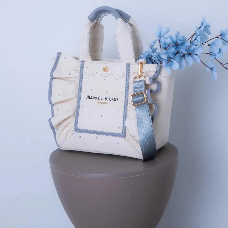 

Новая японская холщовая ручная женская сумка с рюшами и бриллиантами, модная женская сумка через плечо