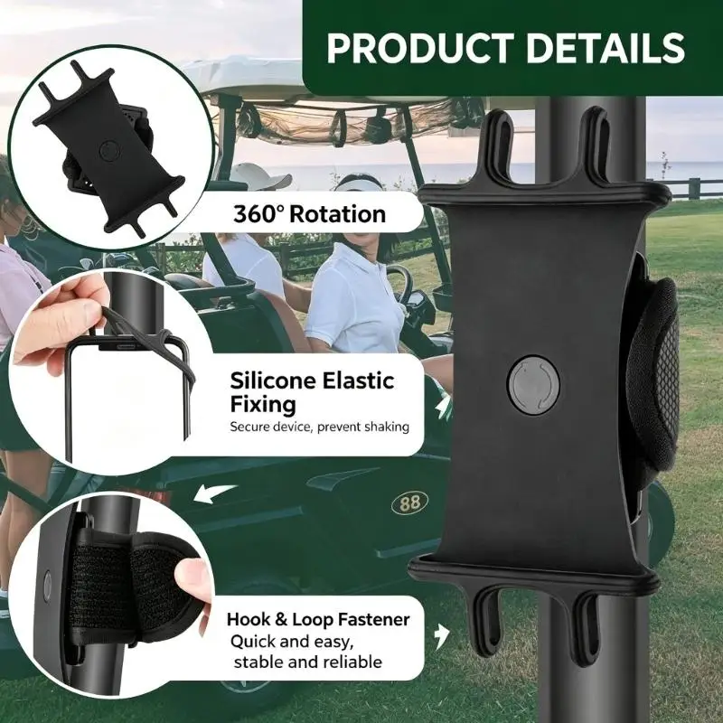 Swiveling Phone Mount for Golf Cart Uprights and Round Supports 24BB
