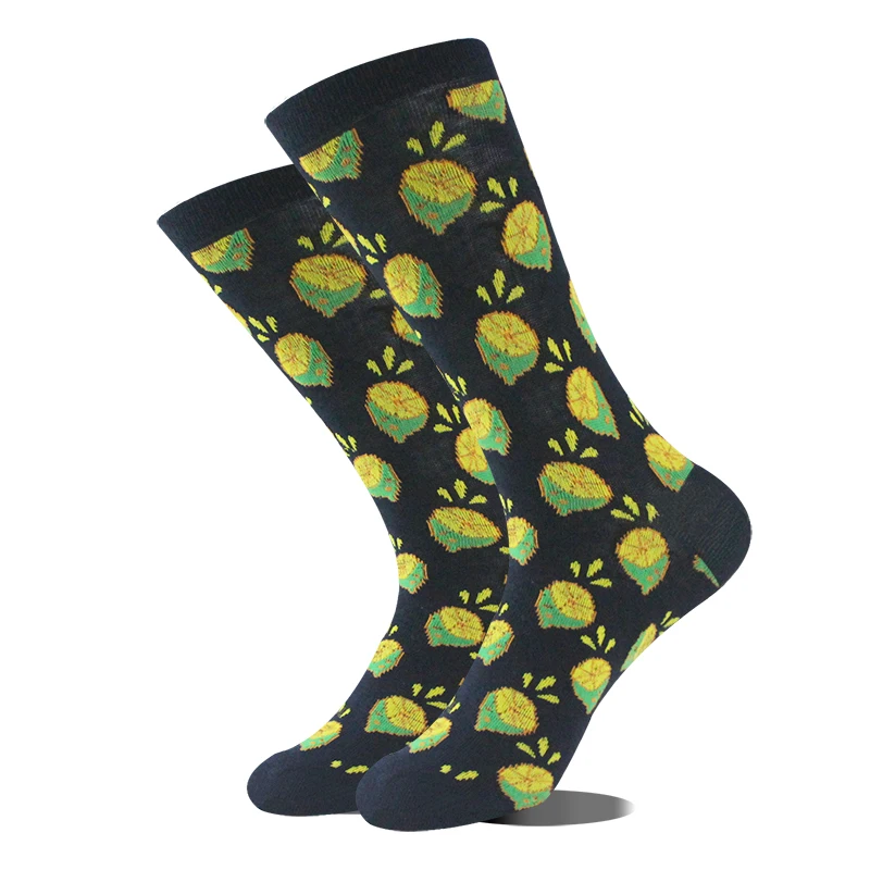 Moda feliz Hip Hop calcetines divertidos hombres mujeres aguacate melocotón helado camarones limón Floral Crew Sokken Harajuku Unisex Divertidos