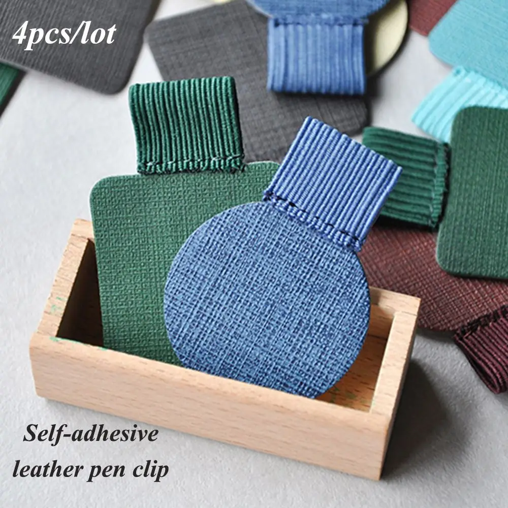 4 Stuks Kantoorbenodigdheden Handig Draagbaar Zelfklevende Pennenhouder Lederen Pen Clips Elastische Lus Notebook